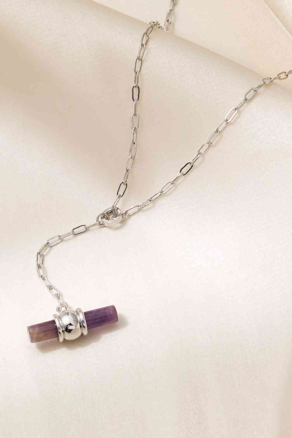 Collier chaîne OT avec pendentif barre plaqué or