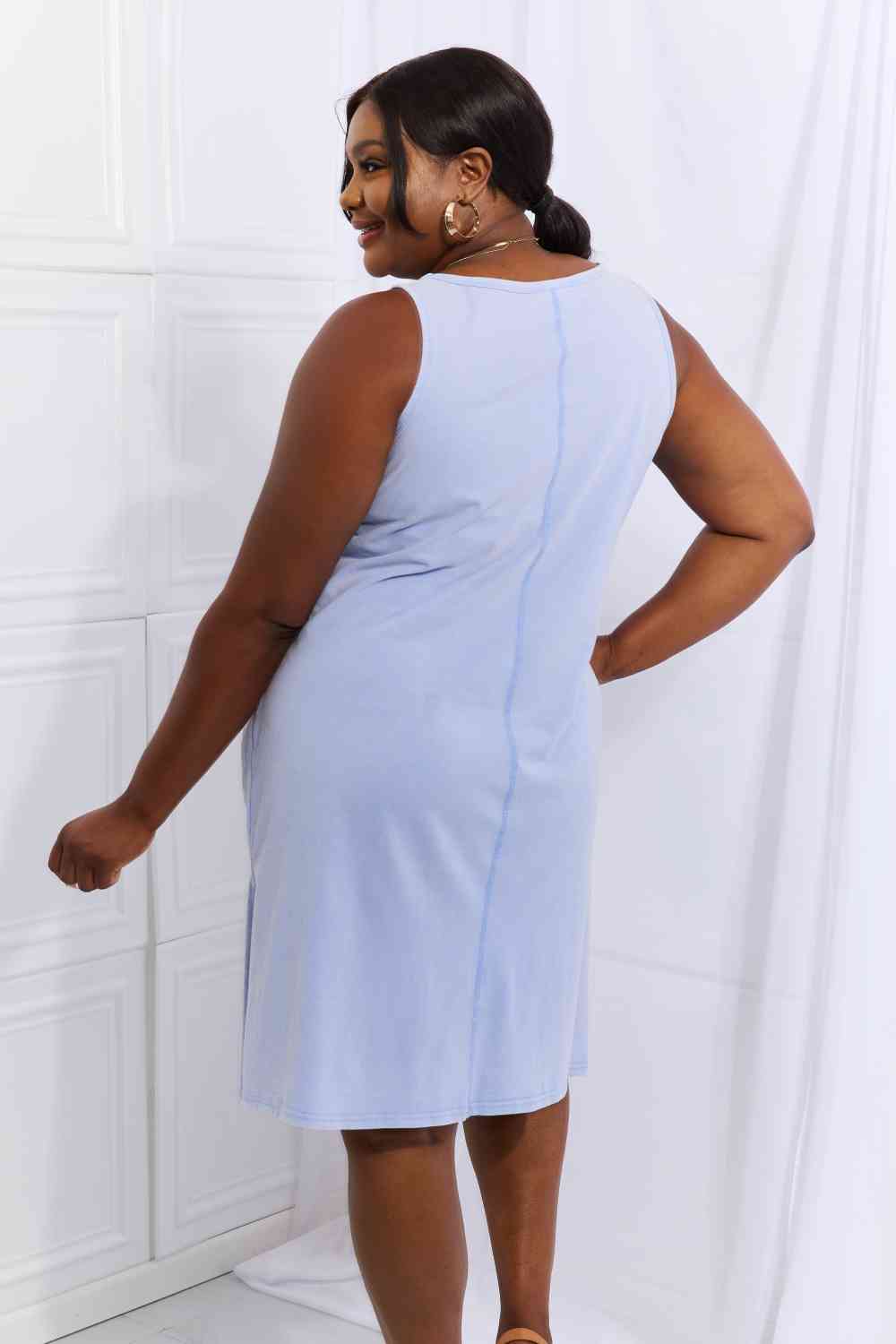 HEYSON Look Good, Feel Good Robe décontractée sans manches délavée pleine taille en pervenche