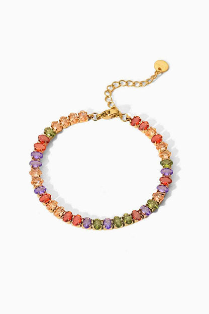 Bracelet Zircon Multicolore Plaqué Or 18 Carats