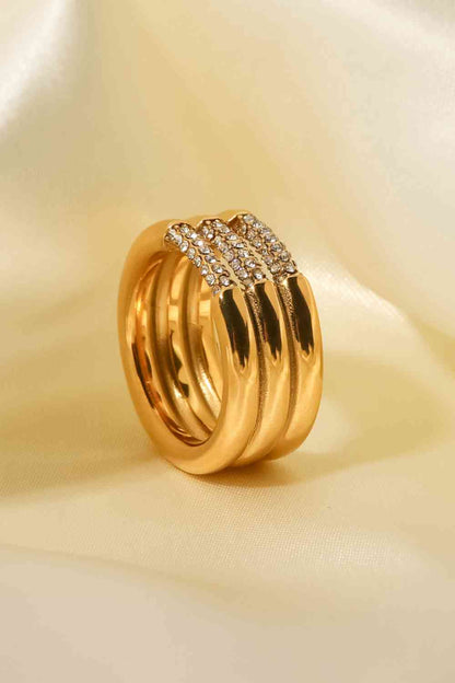 Bague en strass triple couche