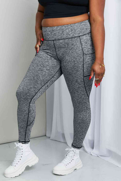 Rae Mode Legging de yoga chiné à large taille pleine taille