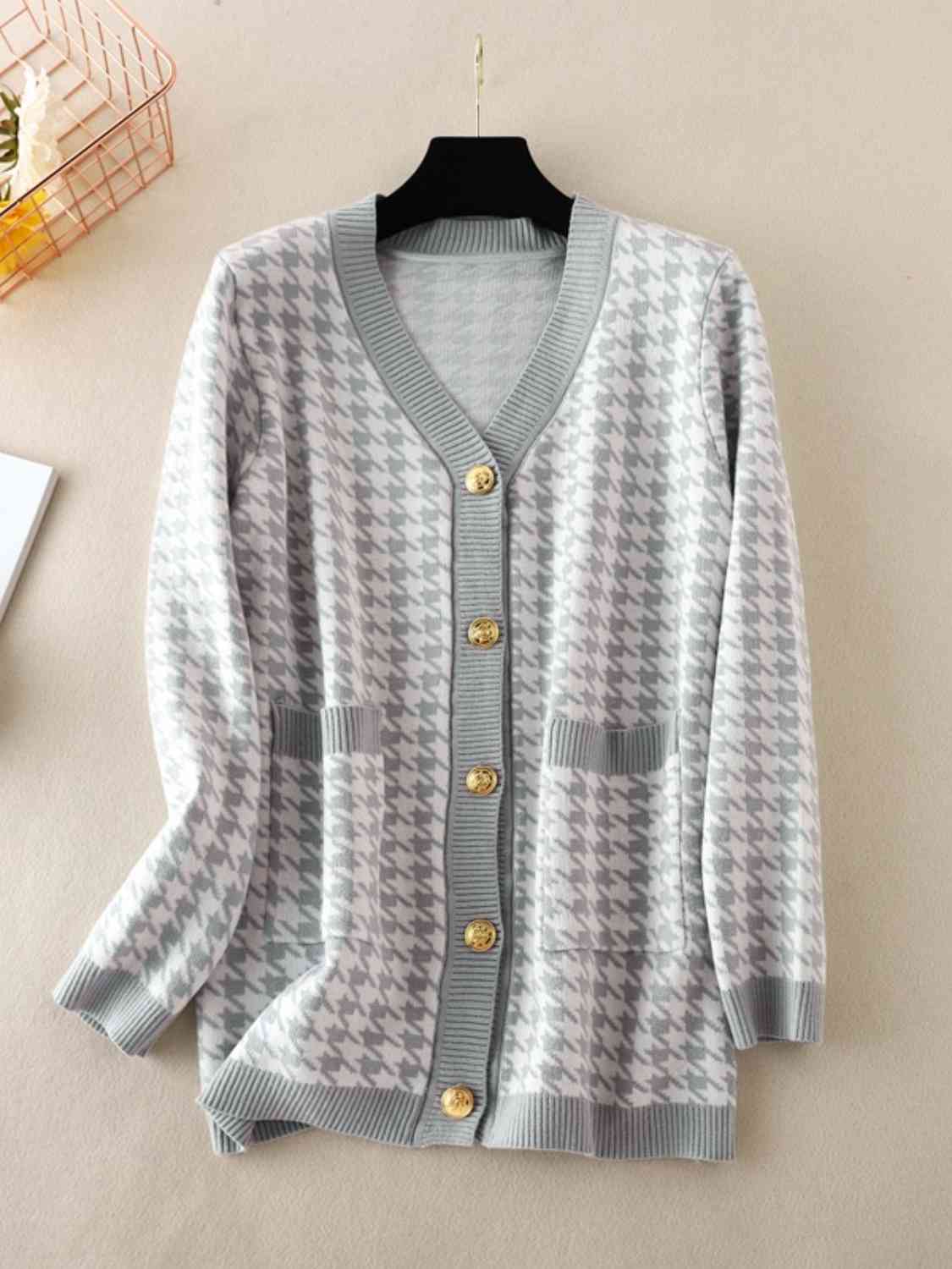 Houndstooth Button Down Cardigan