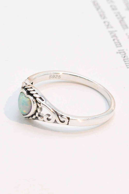 Bague opale en forme de cœur en argent sterling 925