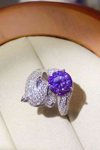 Bague de dérivation animale réglable en moissanite de 2 carats