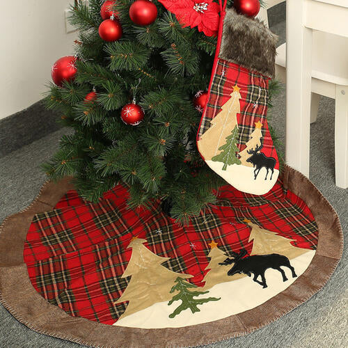 Falda de árbol de Navidad a cuadros