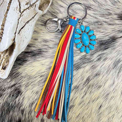 Porte-clés turquoise avec pompon