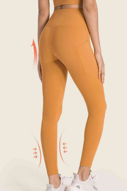 Leggings de yoga con bolsillo y cintura ancha de talle alto