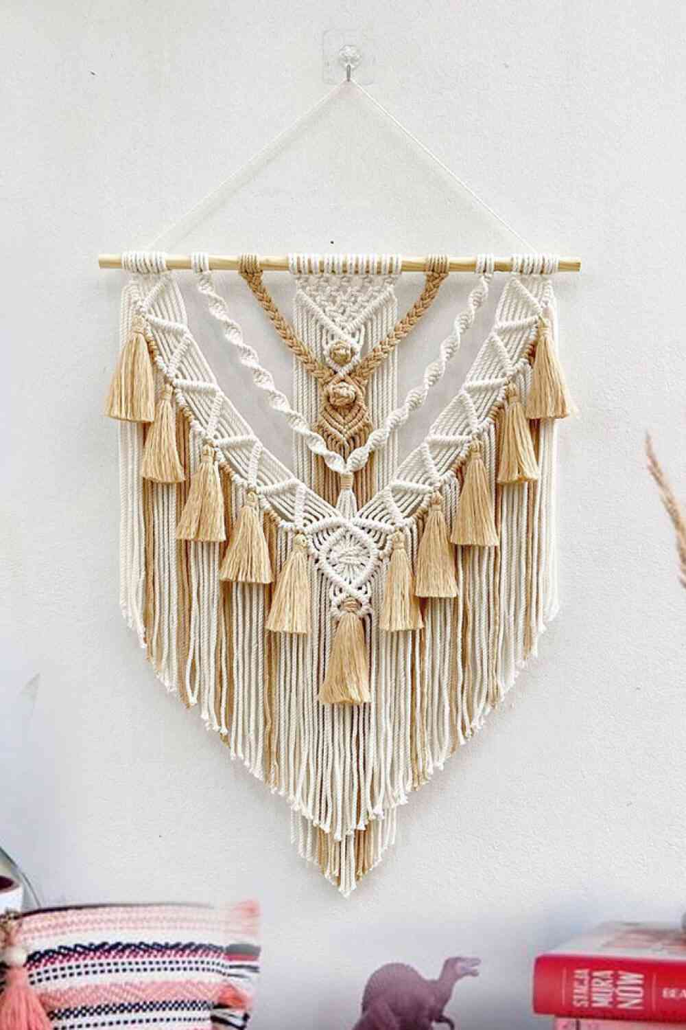 Colgante de pared de macramé de dos tonos