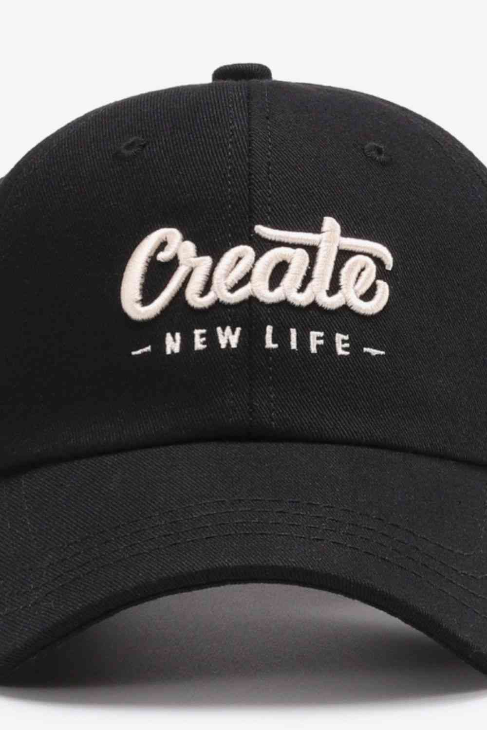 CREATE NEW LIFE Casquette de baseball réglable en coton