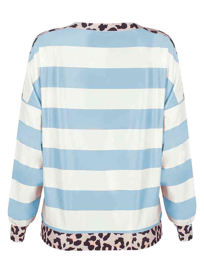 Striped Leopard Long Sleeves Top