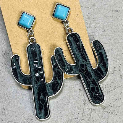 Boucles d'oreilles cactus turquoise