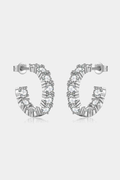 Boucles d'oreilles créoles en C avec zircons incrustés