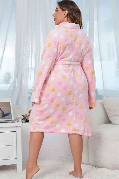 Robe de Grande Taille Imprimée à Nouer à la Taille avec Poche