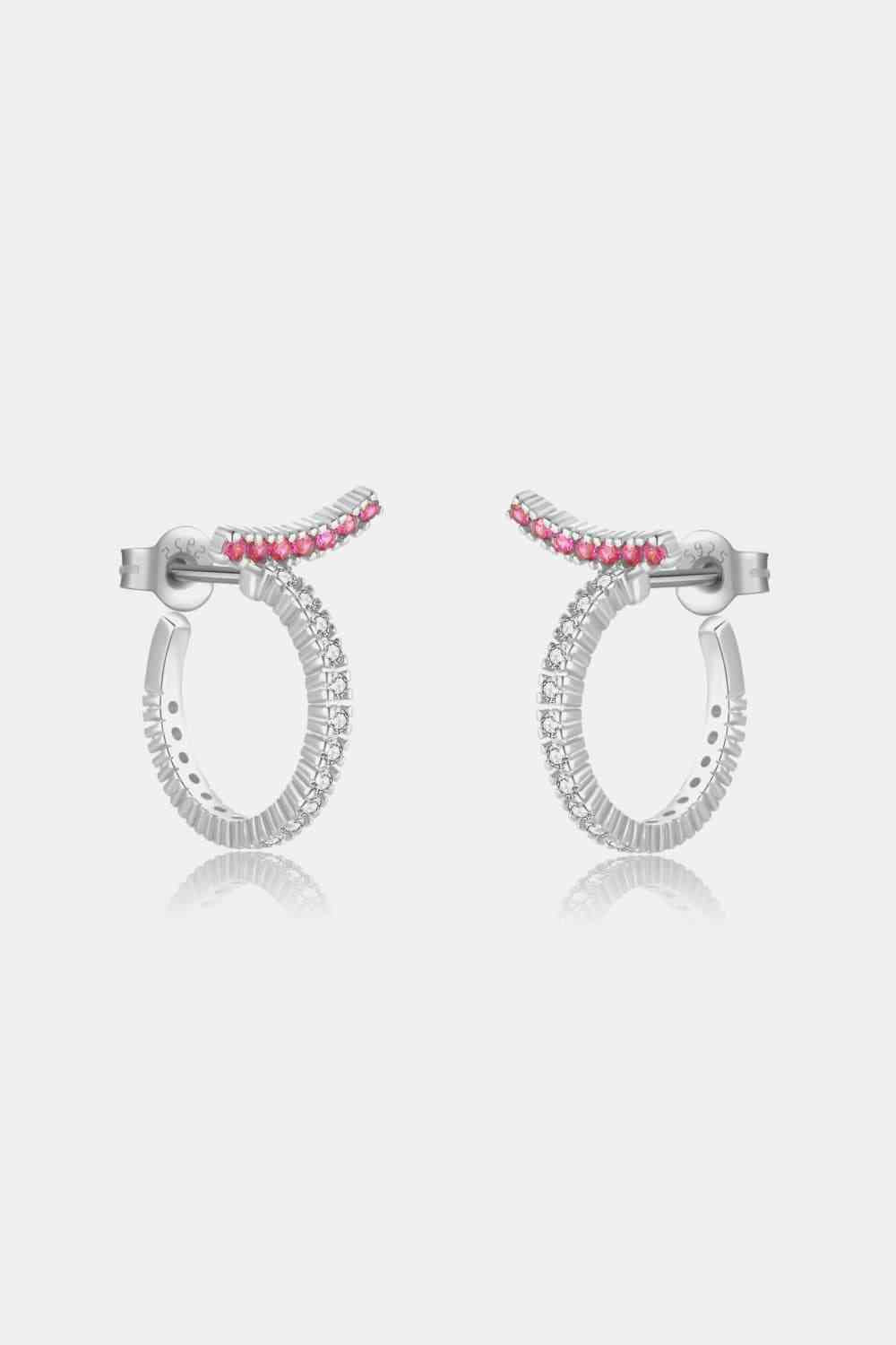 Inlaid Zircon 925 Sterling Silver C-Hoop Earrings