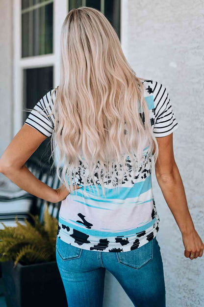 Mixed Print Round Neck Tee