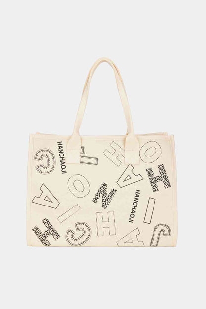 Bolso tote de lona con estampado de letras