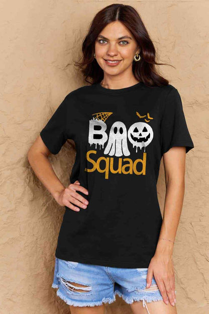 Camiseta de algodón con gráfico BOO SQUAD de talla grande de Simply Love