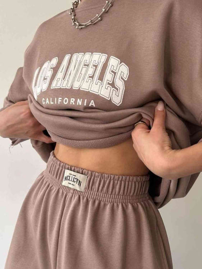 Conjunto de sudadera y pantalón deportivo con gráfico LOS ANGELES CALIFORNIA