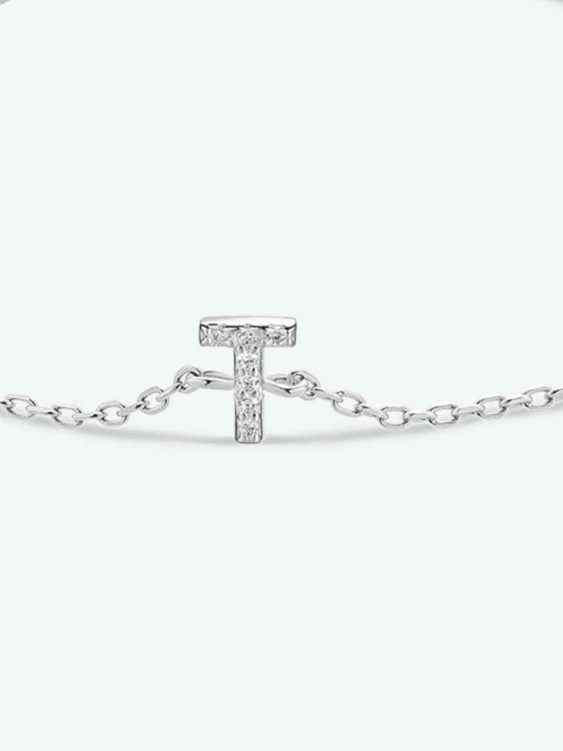 Bracelet en argent sterling 925 avec zircons Q To U