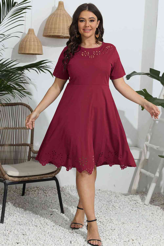 Robe Ajourée Col Rond Grande Taille