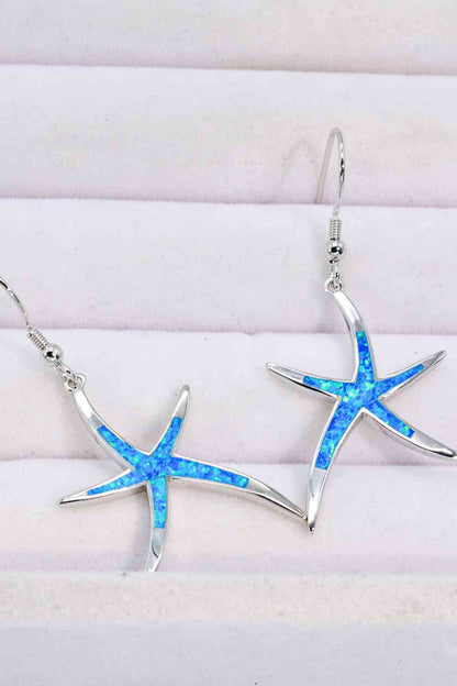 Boucles d'oreilles pendantes étoile de mer opale