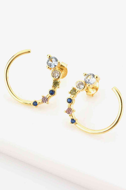 18K Gold-Plated 925 Sterling Silver C-Hoop Earrings