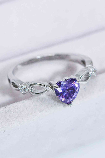 Bague en argent sterling 925 avec cœur en cristal