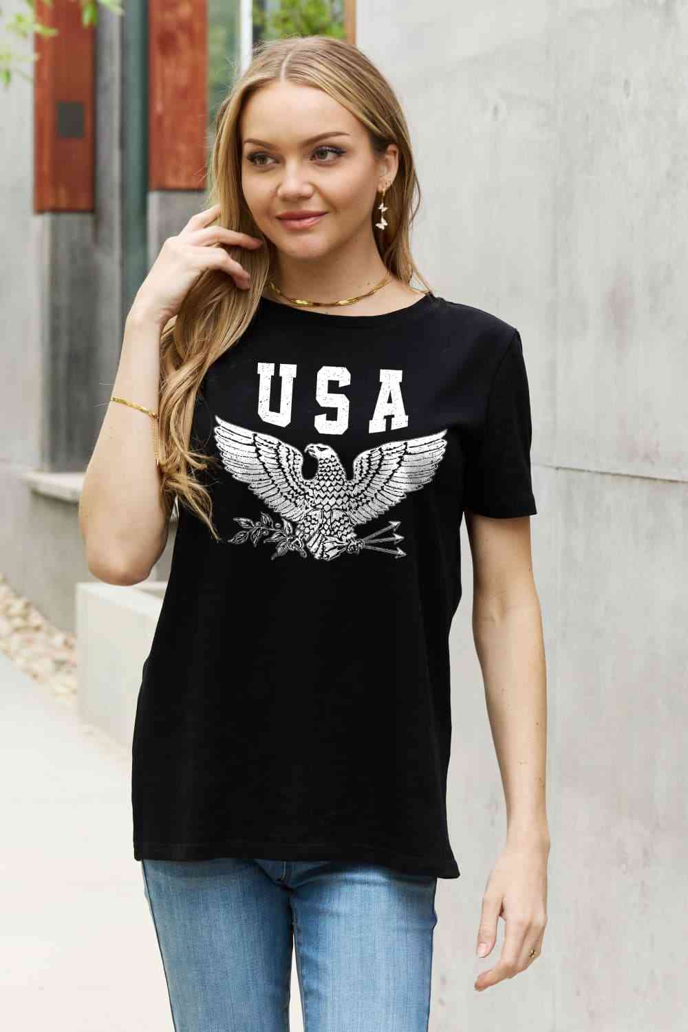 Simply Love Simply Love USA T-shirt en coton avec motif aigle