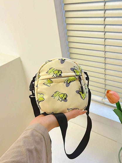 Bolso bandolera de poliéster con estampado de mariposas