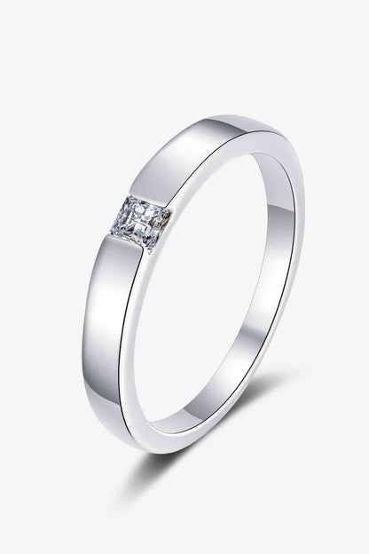 Bague plaquée rhodium et moissanite incrustée