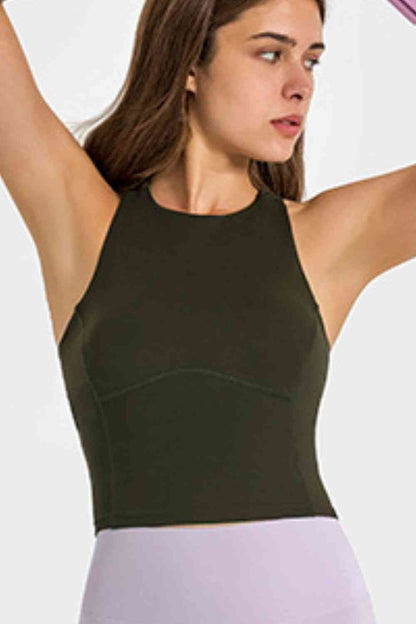 Crisscross Back Round Neck Yoga Tank