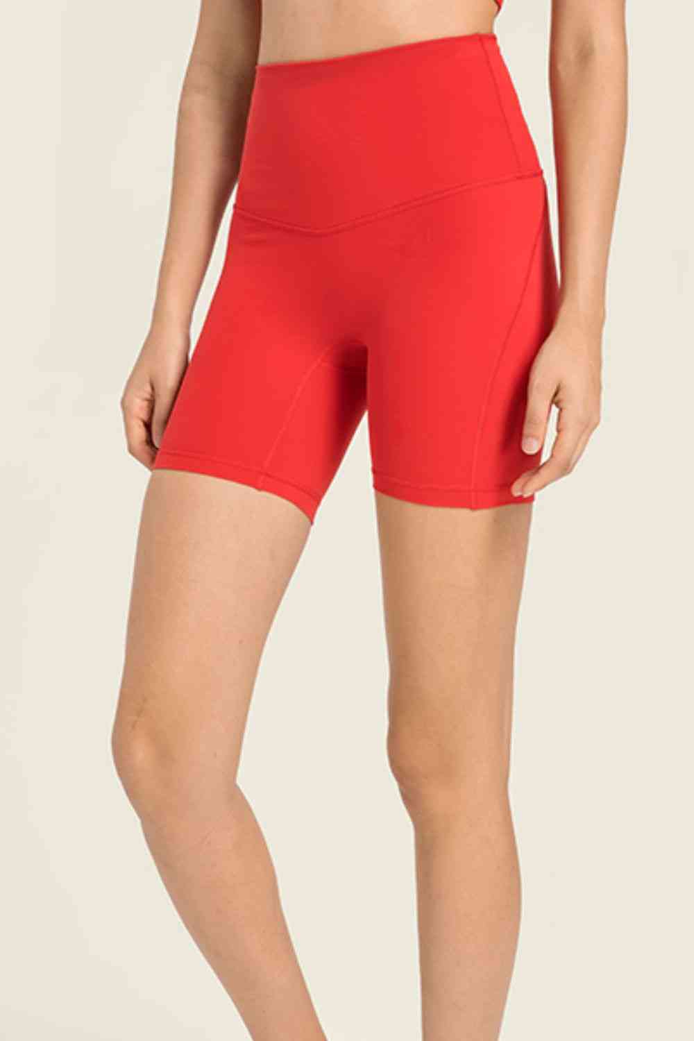 Shorts biker sin costuras de talle alto y cinturilla ancha