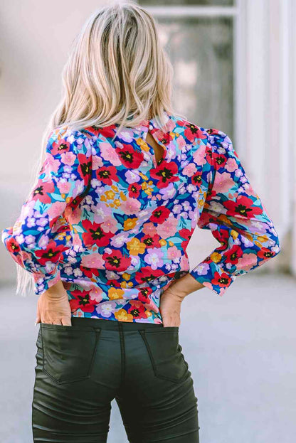 Blusa estampada de manga larga con cuello redondo