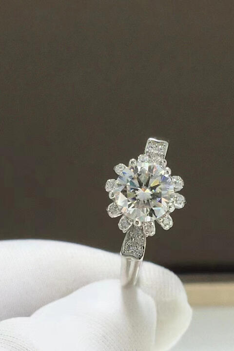 Bague en argent sterling 925 moissanite 1 carat