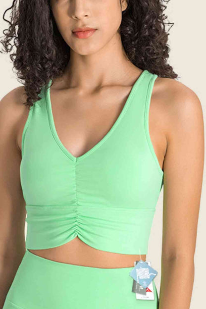 Soutien-gorge de sport à col licou et détails froncés