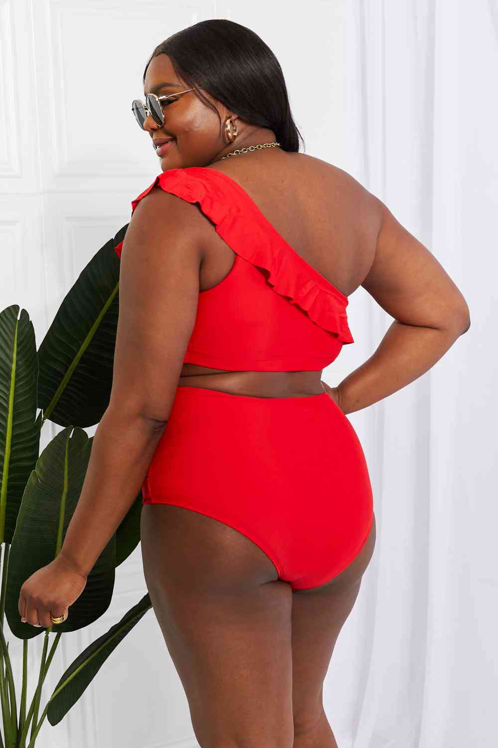 Marina West Swim - Seaside Romance - Bikini asymétrique à volants - Rouge