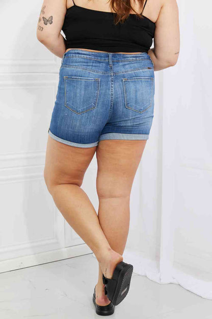 Kancan - Short en jean taille haute taille moyenne délavé à la pierre