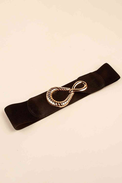 Ribbed Alloy Buckle Elastic Belt