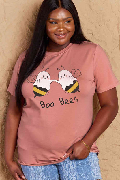 Simply Love T-shirt en coton graphique BOO BEES pleine taille