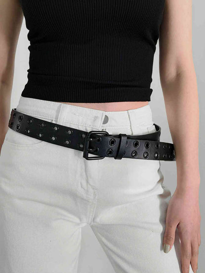 Ceinture en cuir PU à œillets