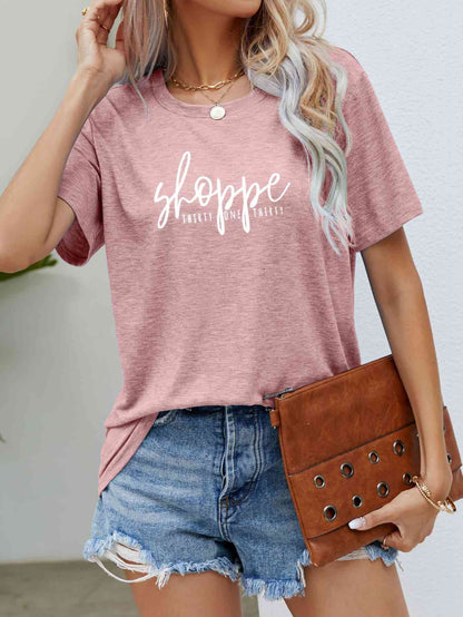 Slogan Graphic Round Neck Short Sleeve Tee