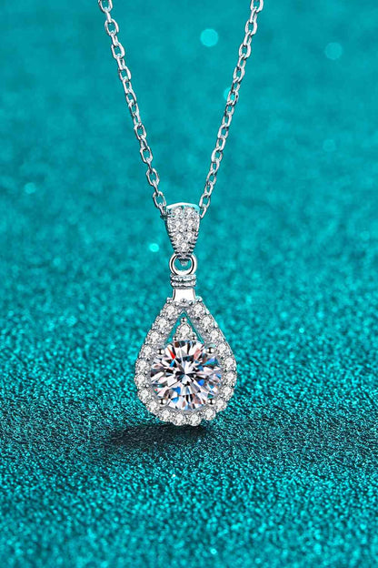 Collier chaîne avec pendentif en forme de larme Moissanite de 1 Carat