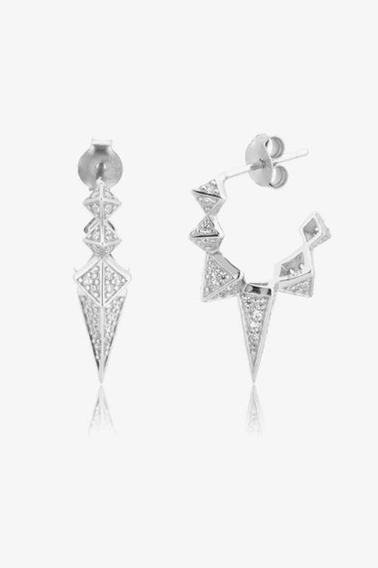 Boucles d'oreilles en argent sterling 925 à décor géométrique en zircon