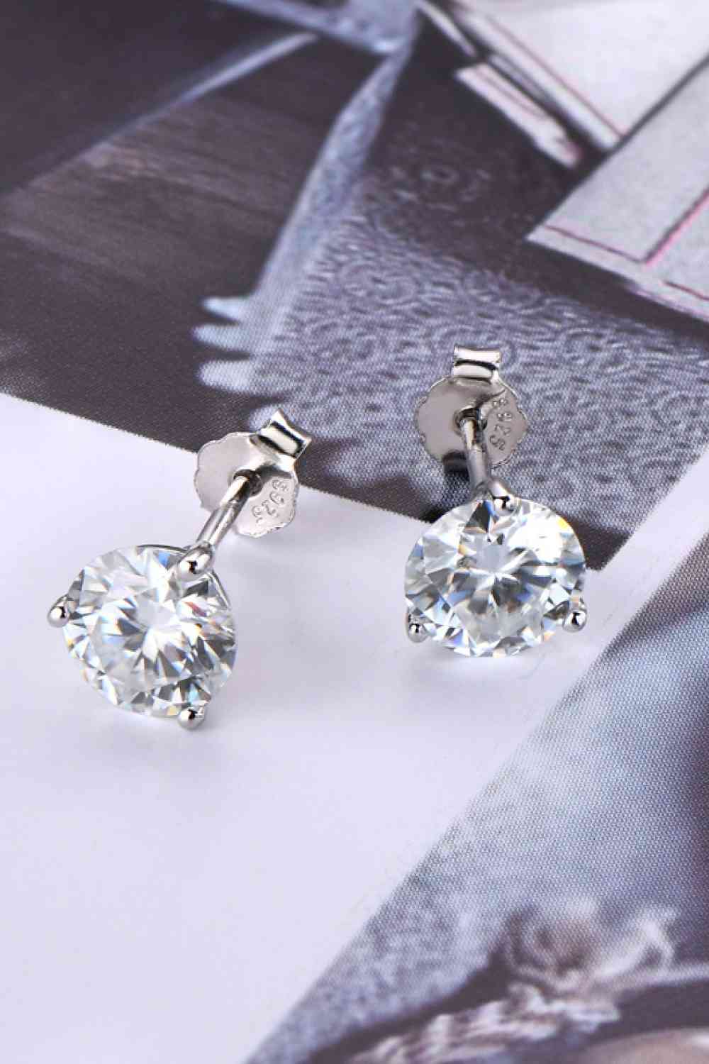 Boucles d'oreilles à tige en argent sterling 925 moissanite 2 carats