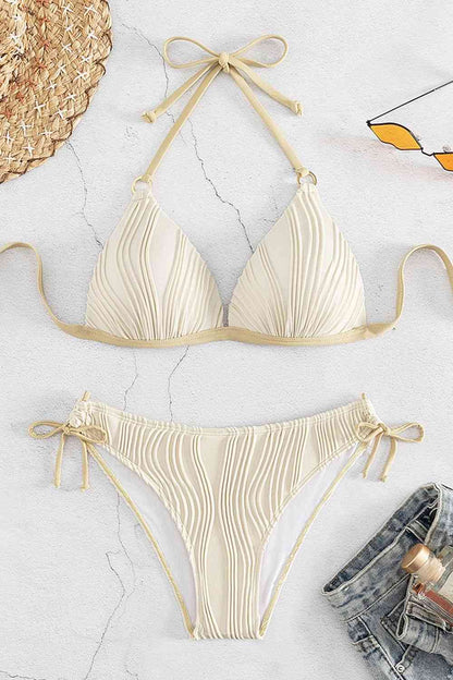 Ensemble de bikini texturé à col licou