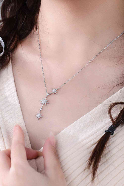 Collier pendentif goutte 3 étoiles en argent sterling 925