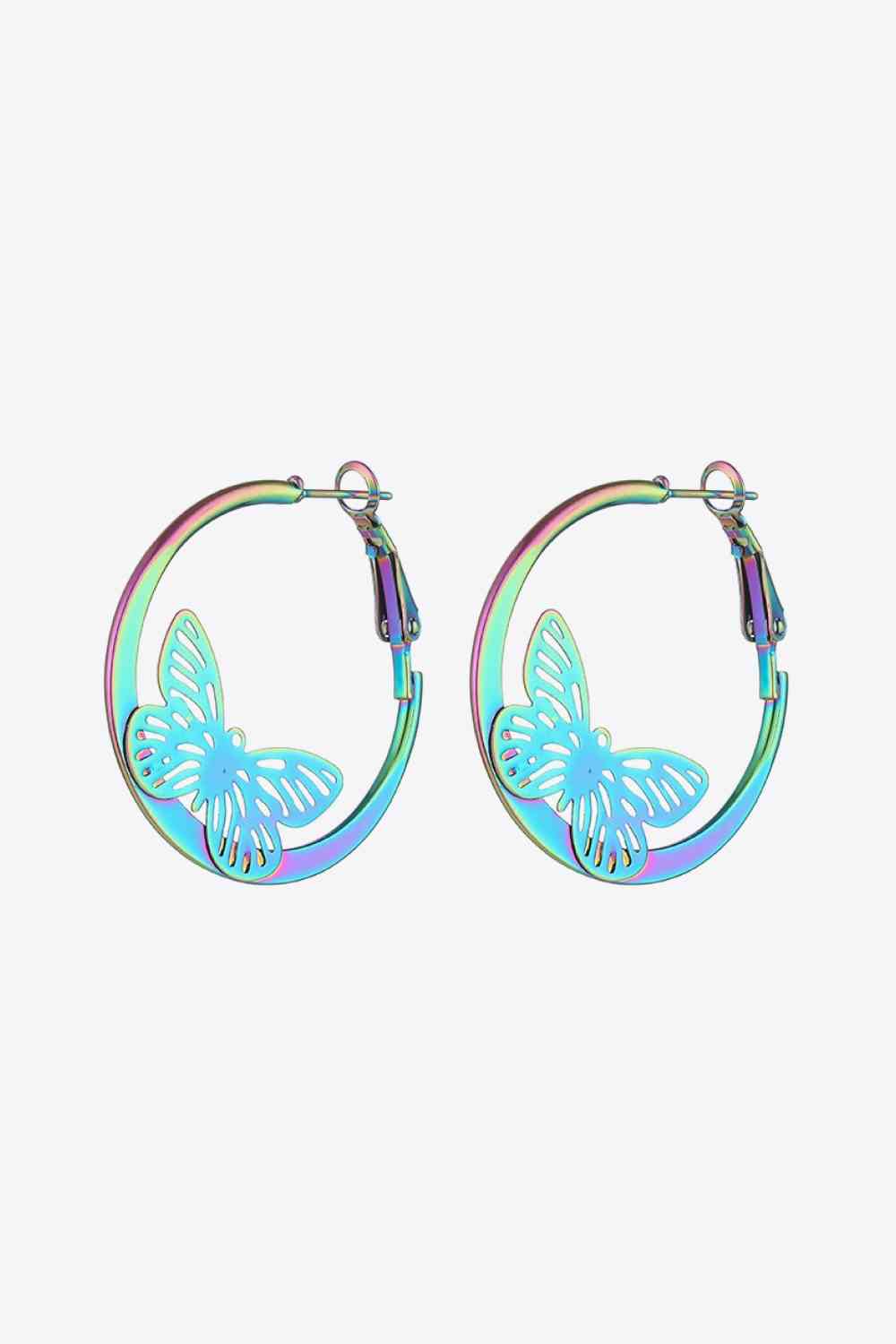 5-Pair Wholesale Multicolored Butterfly Huggie Earrings