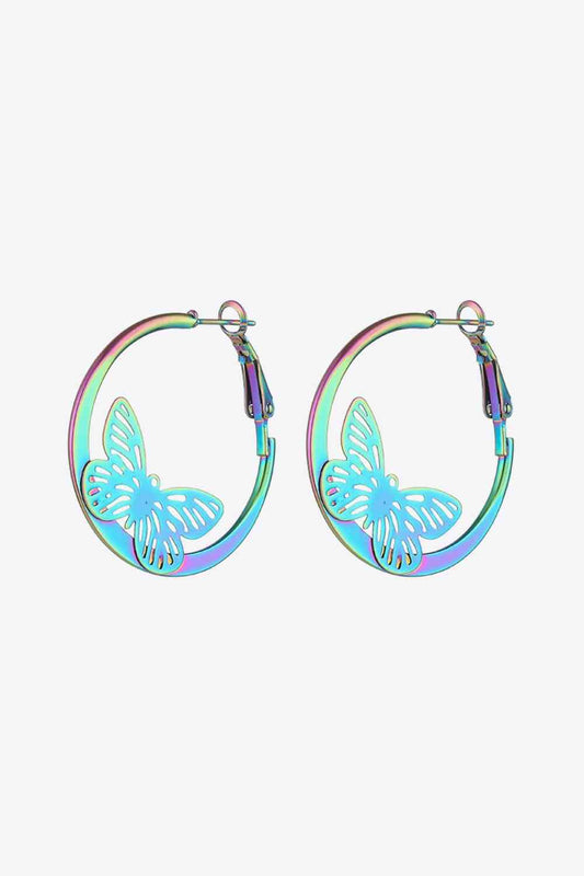 5 paires de boucles d'oreilles Huggie papillon multicolores en gros