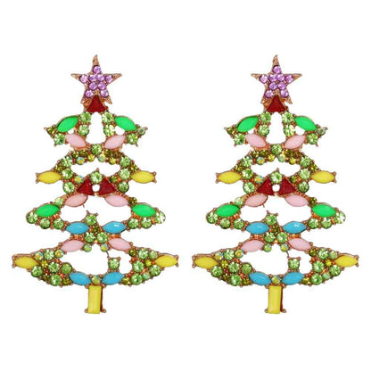 Boucles d'oreilles en alliage de strass pour arbre de Noël