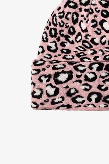 Gorro con puños y estampado de leopardo